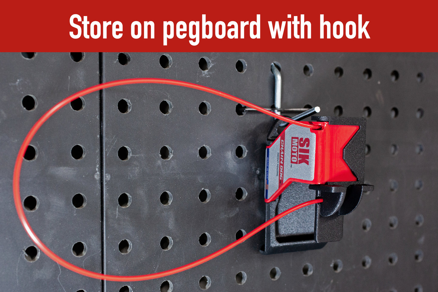 Chain Dog Hanging on Pegboard